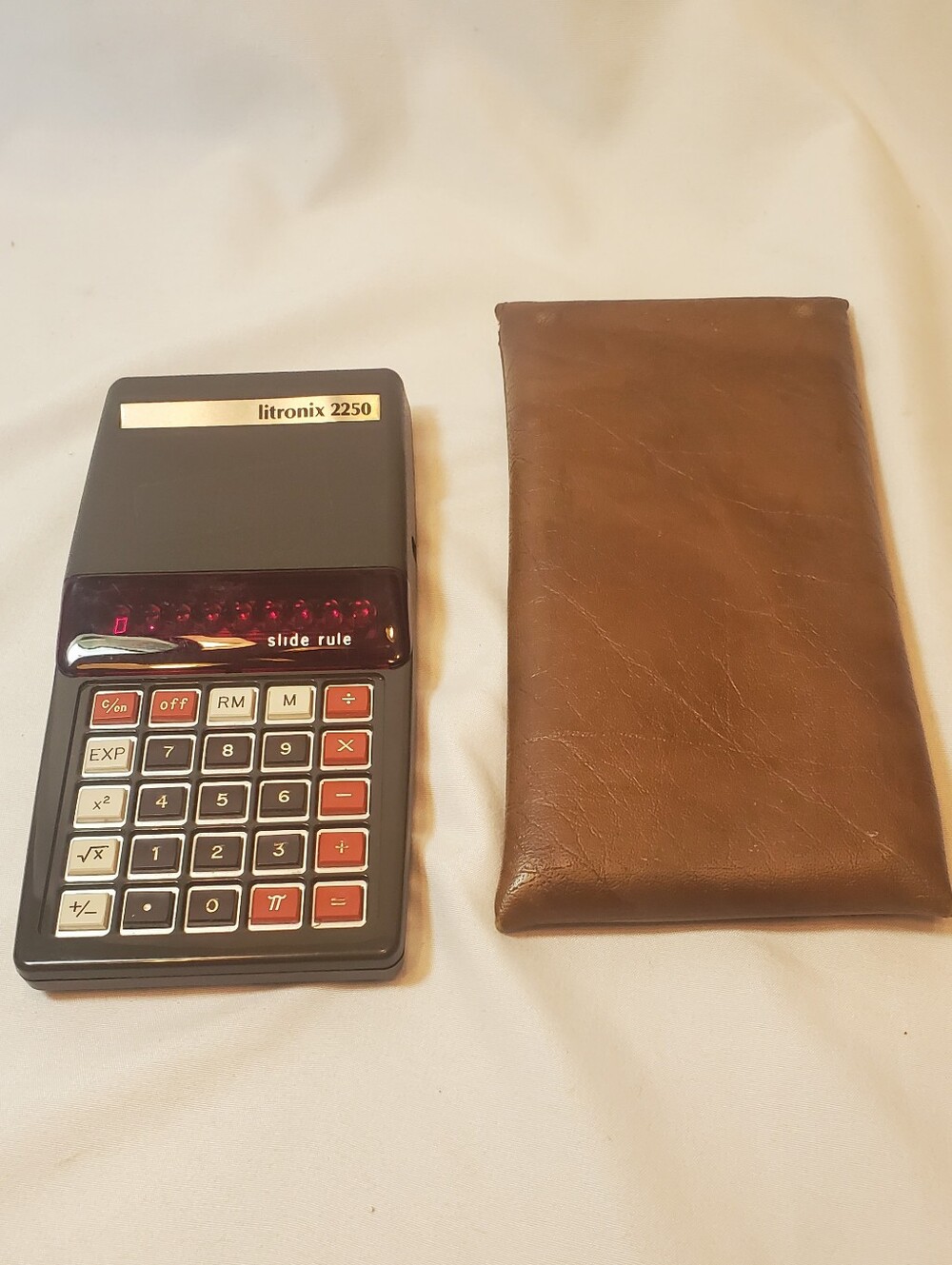 Litronix 2250 Vintage 1970's Slide Rule Pocket Calculator W/Leather Pouch, Works